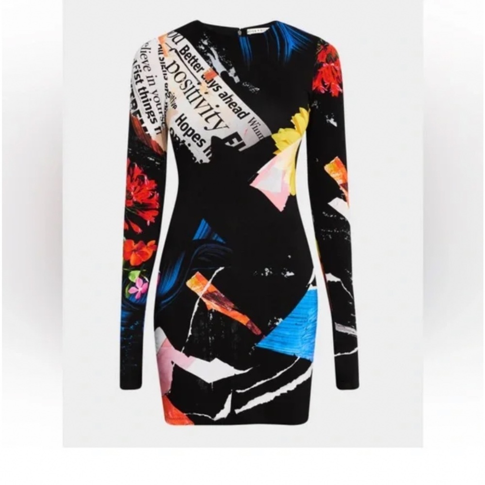 ALICE + OLIVIA Graphic Long-sleeve Dress